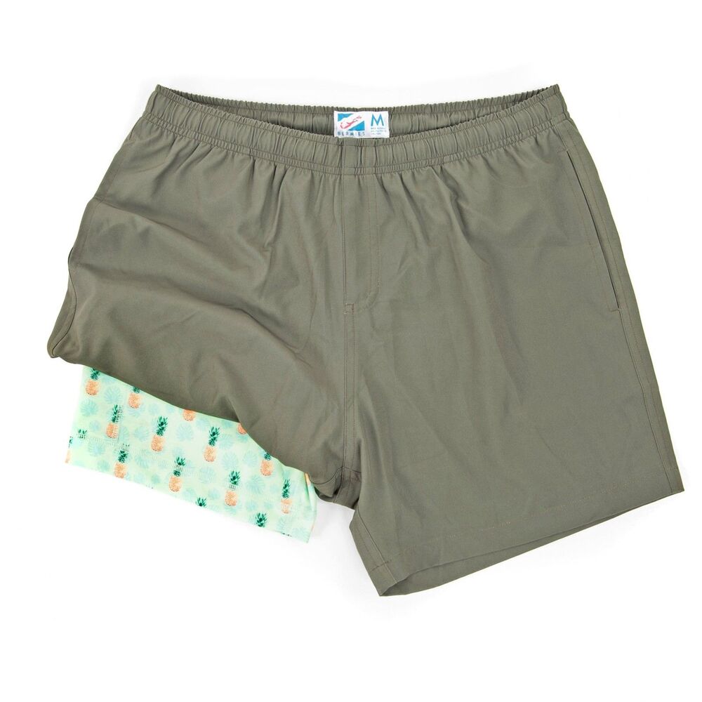 NWT Bermies Performance Short Supportive Stretch Liner Mens XXL Green-Pineapple